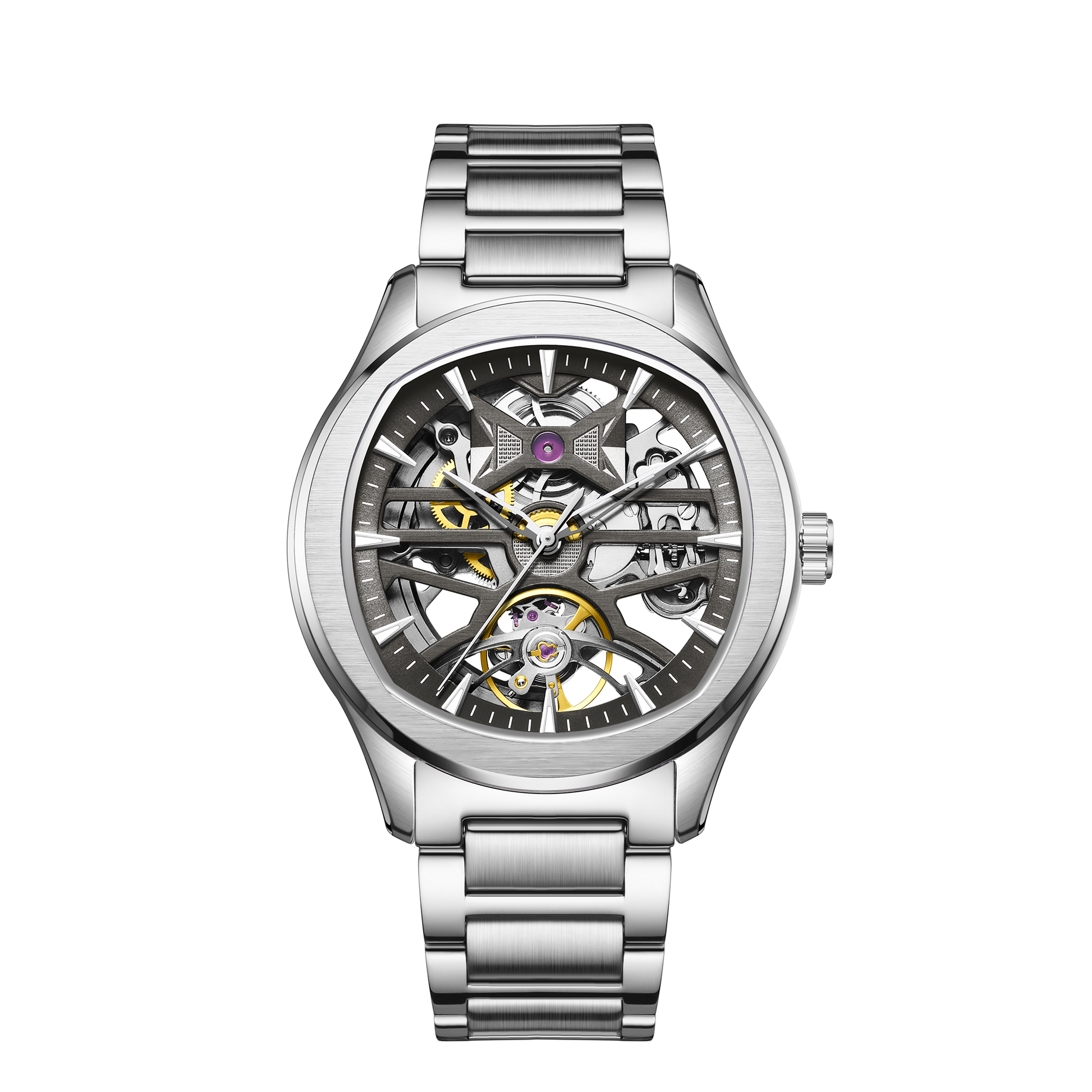 JC-9-204G-5 Automatic Skeleton Men’s Watch – Steel Case & Strap