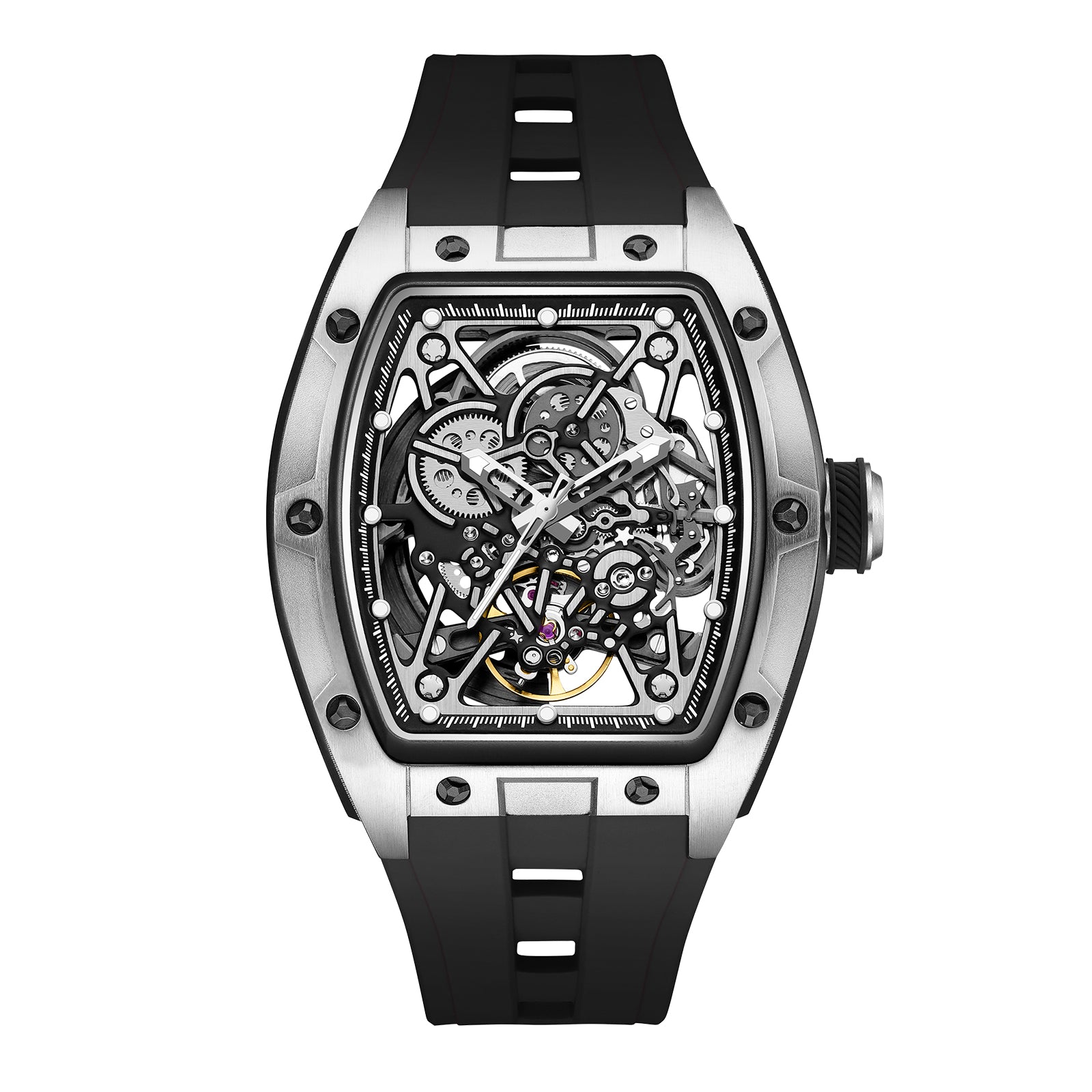 198G-3 Mechanical Watch Steel Case Automatic Waterproof Automatic Watch Luxury Hollow Dial