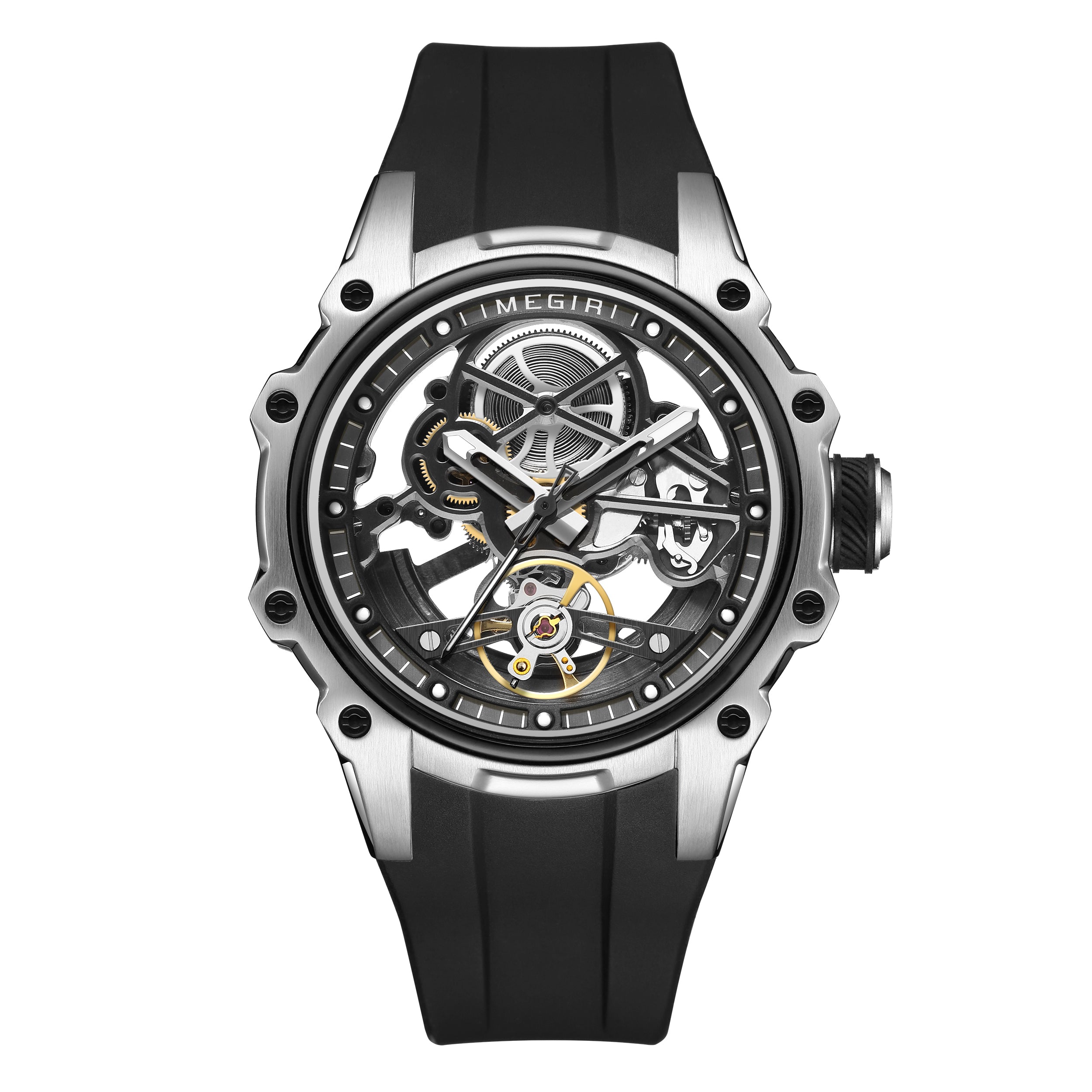 Luxury Automatic Mechanical Watch for Men Stainless Steel Case Skeleton Waterproof