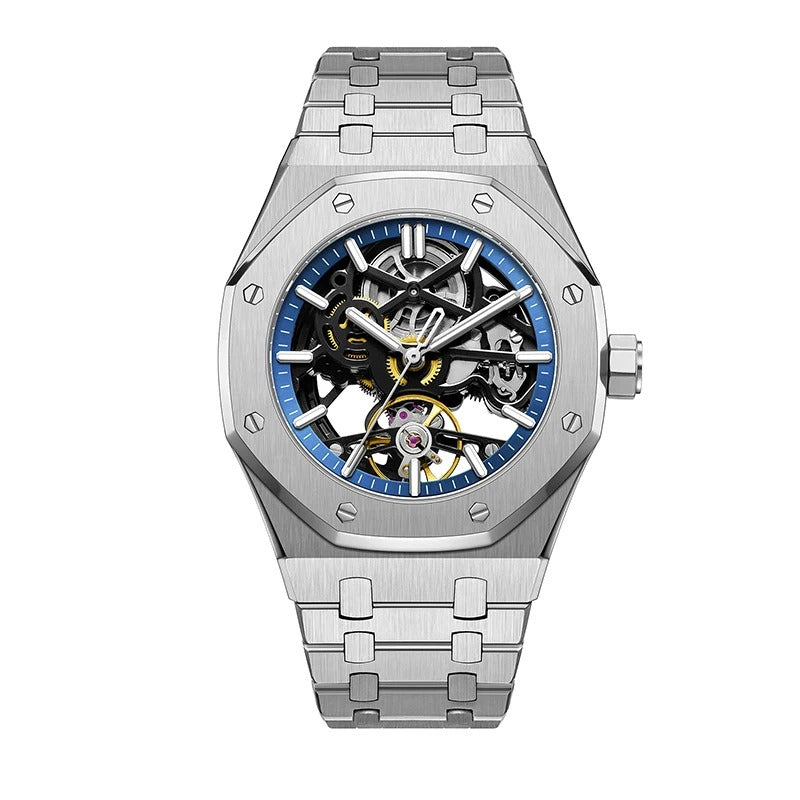 Luxury Automatic Skeleton Men’s Watch – Steel, Luminous, 30M