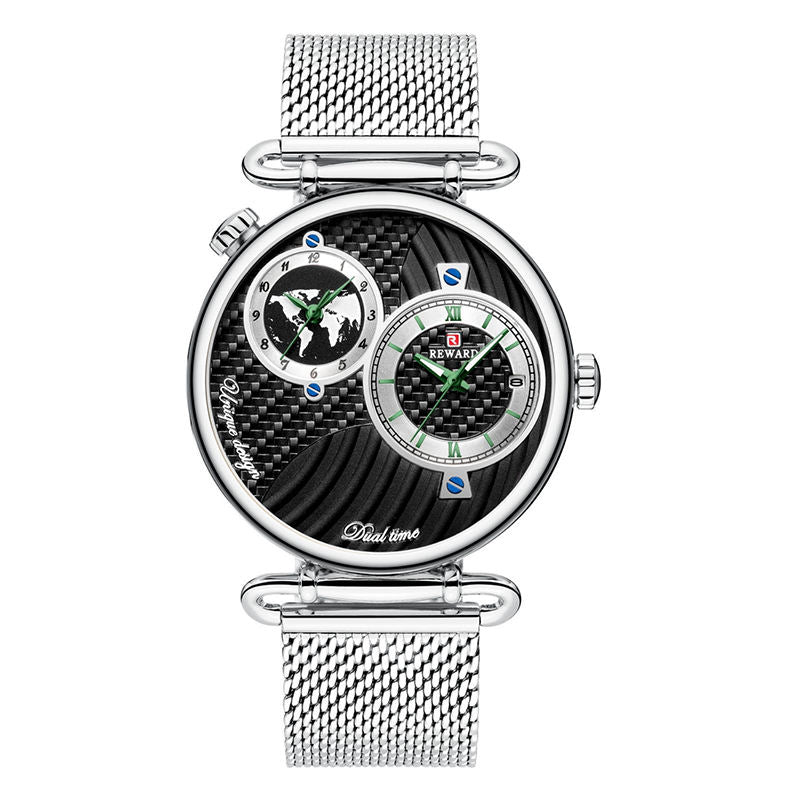 New Arrival Of Dual Time Luxury Design Dual Time -Waterproof Stainless Steel Watch