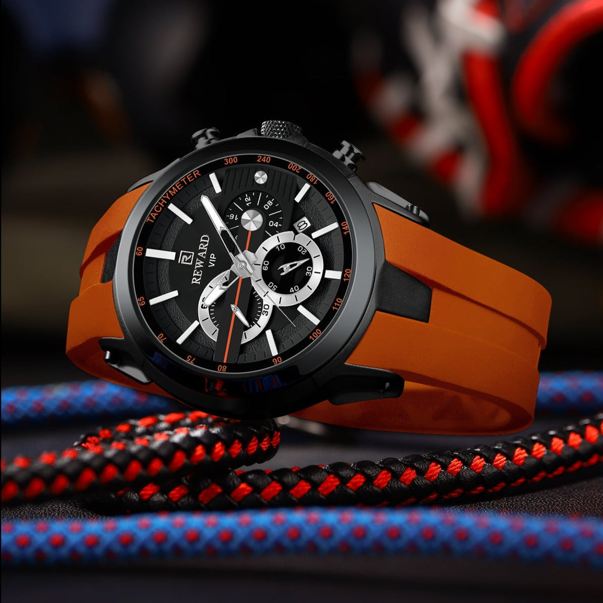 New Luxury Sports Style Multi-Hand Chronograph Anti Allergic Silicone Rubber Strap Waterproof Watch