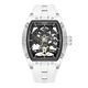 Neuestes Luxusdesign – Skelett-Zifferblatt mit Gummiarmband, mechanisches Uhrwerk, wasserdicht 