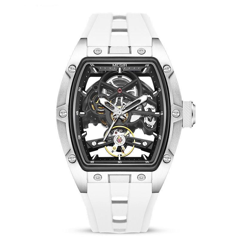 Latest Luxury Design -Skeleton Face With Rubber Strap Mechanical Movement Waterproof Watch