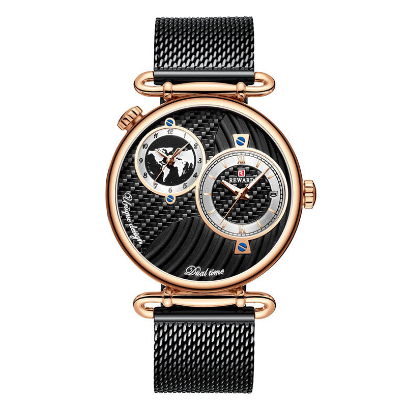 New Arrival Of Dual Time Luxury Design Dual Time -Waterproof Stainless Steel Watch