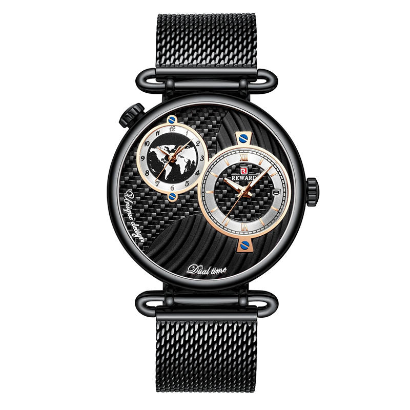 New Arrival Of Dual Time Luxury Design Dual Time -Waterproof Stainless Steel Watch