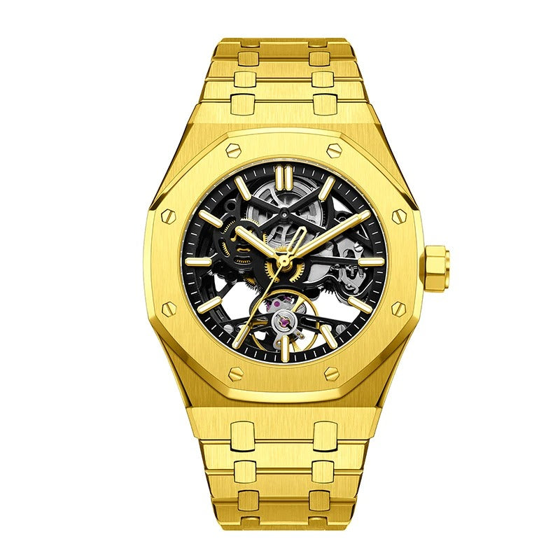 Luxury Automatic Skeleton Men’s Watch – Steel, Luminous, 30M