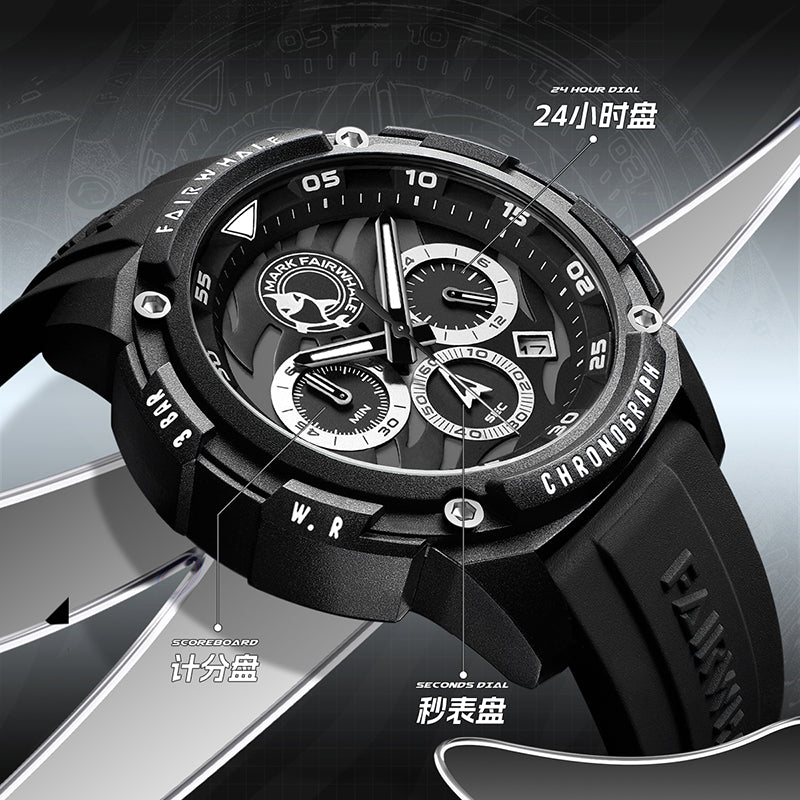 New Luxury Chronograph Rubber Strap Waterproof Watch - Zavion Watches Store